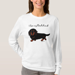 Camiseta Negro y moreno de pelo largo del Dachshund