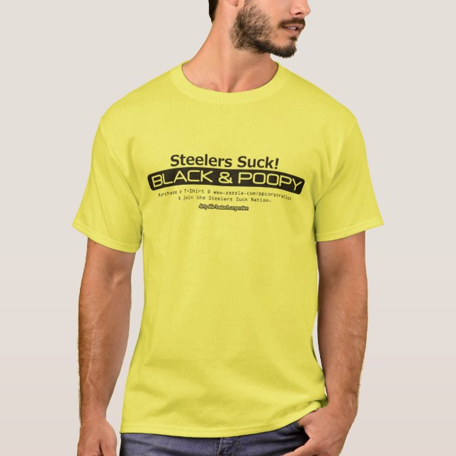Camiseta Negro y nación de Poopy Steeler (Anverso)
