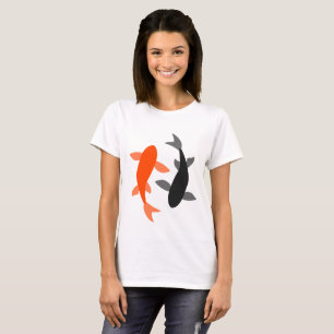 Camiseta Negro y naranja de los pescados del zen