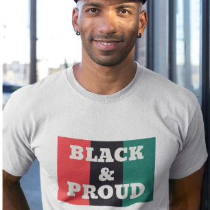 Camiseta Negro y Orgulloso sobre un color rojo, negro y ver