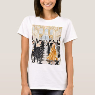 Camiseta Negro y oro, rico lujo, estilo Moulin rouge