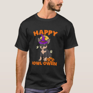 Camiseta Negro Y Tan Chihuahua Cstume De Bruja Perro Feliz 
