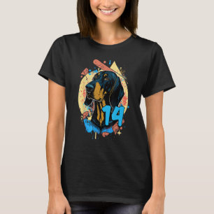 Camiseta Negro Y Tan Coonhound Dog 14th Birthday Party 14