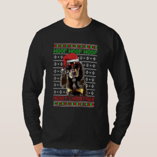 Camiseta Negro Y Tan Coonhound Dog Woof Feliz Navidad