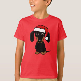 Camiseta Negro y Tan Dachshund Santa Cute Perro Wiener
