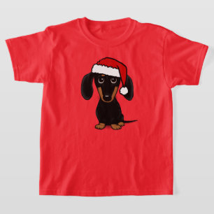 Camiseta Negro y Tan Dachshund Santa Cute Perro Wiener