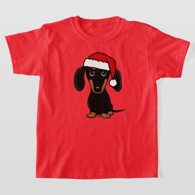 Camiseta Negro y Tan Dachshund Santa Cute Perro Wiener (Distribución)