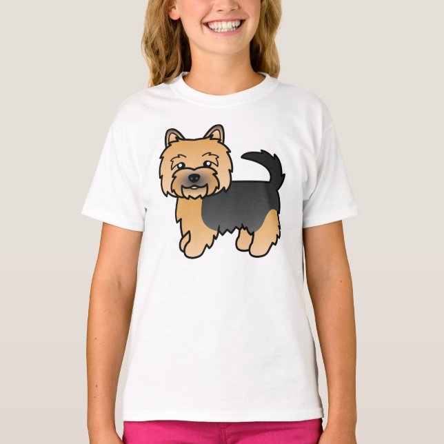 Camiseta Negro Y Tan Norwich Terrier Cute Perro De Caricatu (Anverso)