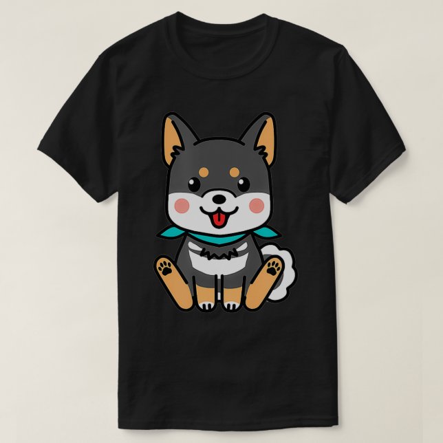 Camiseta Negro y Tan Shiba Inu Shibe Raza de Perro (Diseño del anverso)