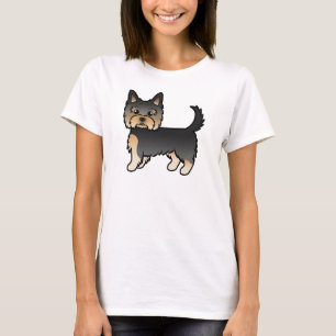 Camiseta Negro Y Tan Yorkshire Terrier Yorkie Cartoon Dog