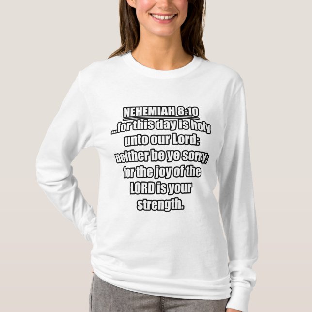 Camiseta Nehemiah 8:10 KJV Biblia Verse (Anverso)