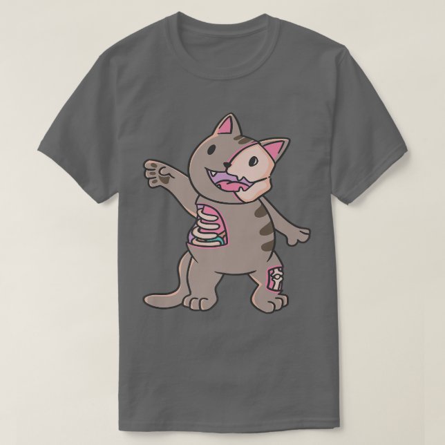 Camiseta Neko Aesthetic Cute Skeleton Funny Cat  (Diseño del anverso)