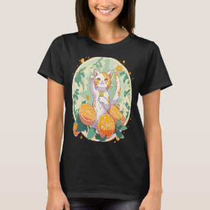 Camiseta Neko afortunado en un mundo de gatos Naranja de un