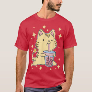 Camiseta Neko Anime Manga Kitten Japonés Cubo Bubble Tea K