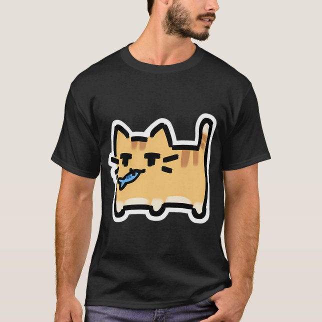 Camiseta Neko - Atigrado Naranja Con Pescado (Anverso)