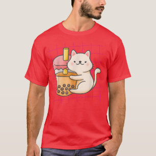 Camiseta Neko Cat Boba Tea - Bubble Tea Anime Kawaii - Neko