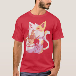 Camiseta Neko Cat Ramen Bowl fideos japoneses