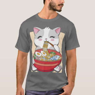 Camiseta Neko Cute Anime Ramen Cat Japonés