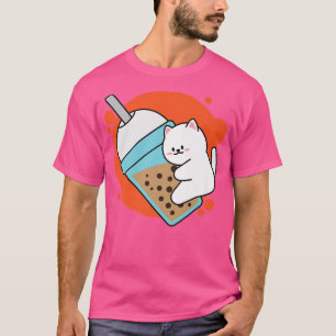 Camiseta Neko Kawaii Boba Tea De Gato Ríe Con Estilo Anime