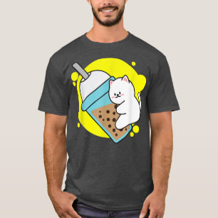 Camiseta Neko Kawaii Boba Tea De Gato Riéndose Con Estilo A