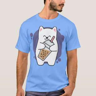 Camiseta Neko Kawaii Boba Tea De Gato Riéndose En Estilo An