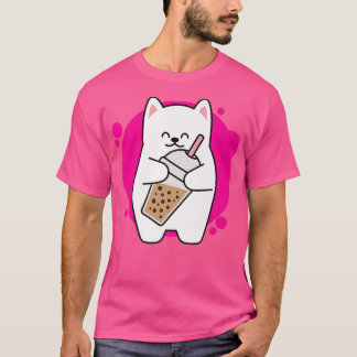 Camiseta Neko Kawaii Boba Tea De Gato Riéndose En Estilo An