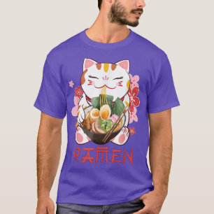 Camiseta Neko Kawaii Cat Ramen Bowl Anime Noodle Japonés