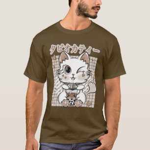 Camiseta Neko Kitty Beber Leche Té japonés Kawai