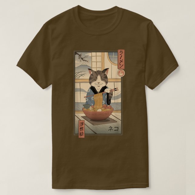 Camiseta Neko Ramen Ukiyo-e (Diseño del anverso)