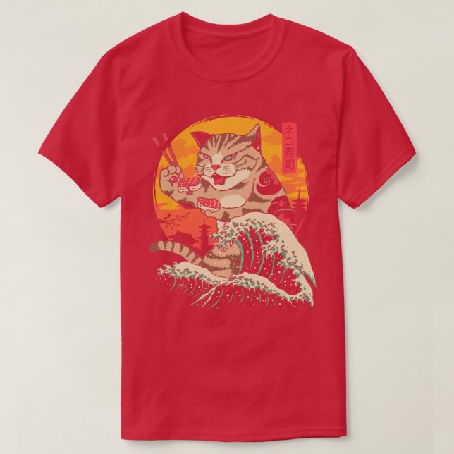 Camiseta Neko Sushi Wave (Diseño del anverso)