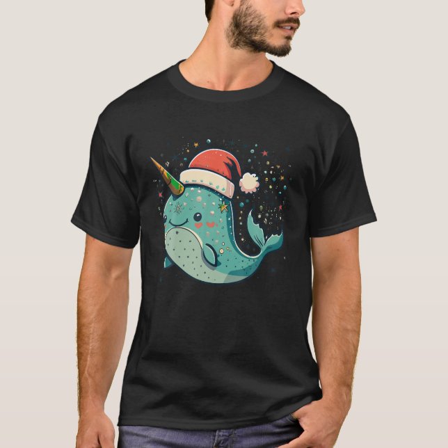 Camiseta Nena linda Narwhal Santa Hat Navidades Chicas (Anverso)