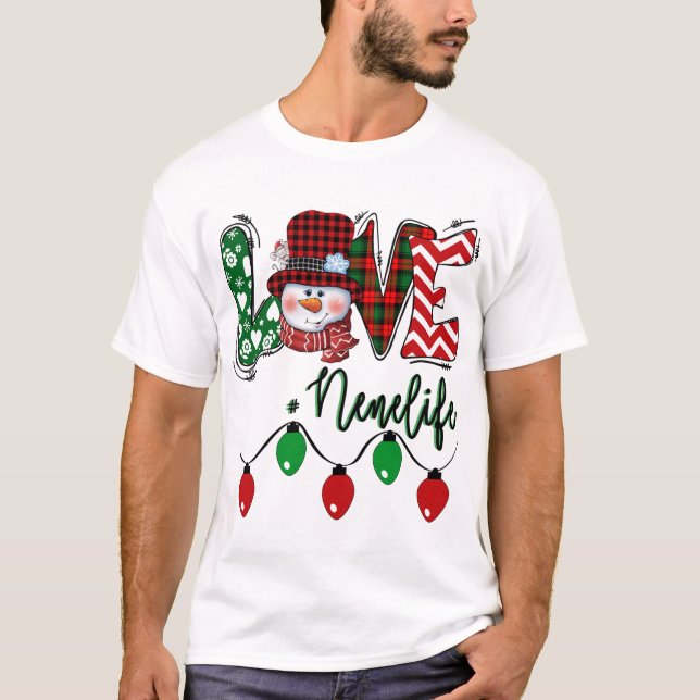Camiseta Nene Snowman ama a Nene Life Navidades Red Plaid (Anverso)