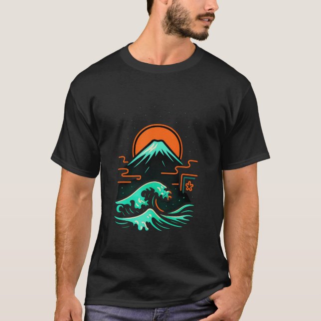 Camiseta Neo Fuji Surge: Wave & Sun Fusion (Anverso)