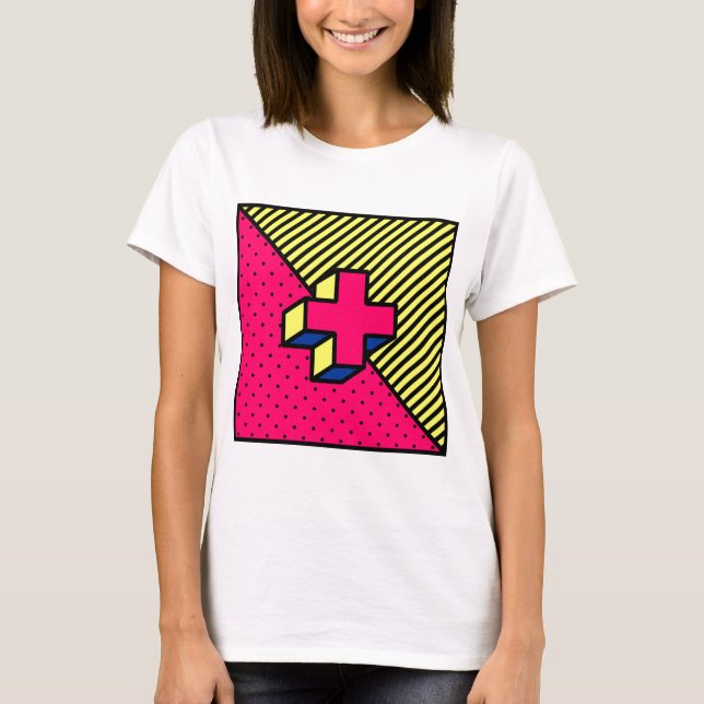 Camiseta Neo Memphis Cross /Plus Motif Rótulo (Anverso)