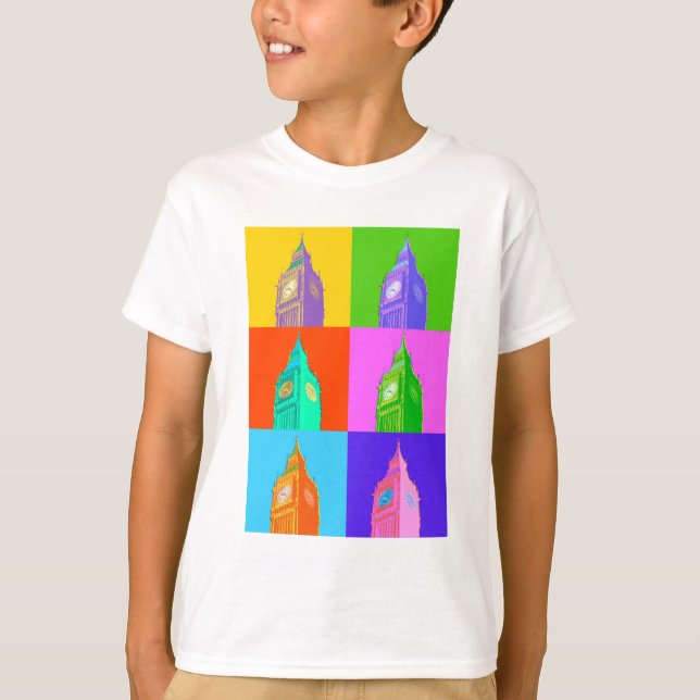 Camiseta Neón Big Ben del arte pop (Anverso)