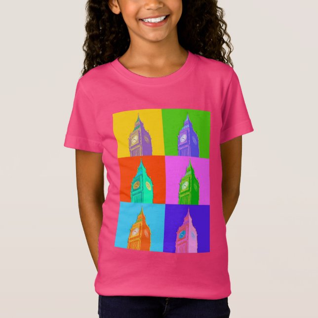 Camiseta Neón Big Ben del arte pop (Anverso)