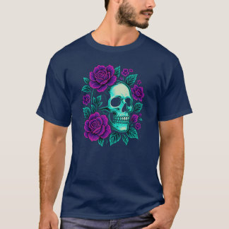 Camiseta Neon Bloom – Calavera en Rosas