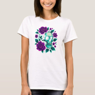 Camiseta Neon Bloom – Calavera en Rosas
