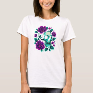 Camiseta Neon Bloom – Calavera en Rosas