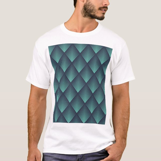 Camiseta Neon Blue Op-Art Chevron. (Anverso)