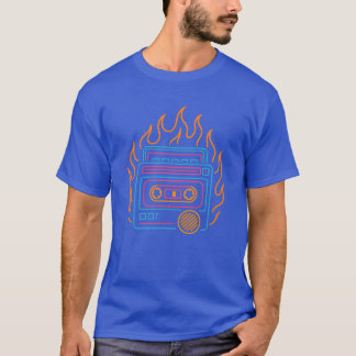 Camiseta Neon Cassetteapes with Flames Design girl