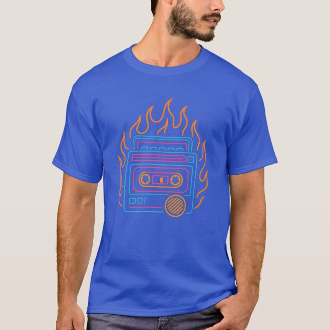 Camiseta Neon Cassetteapes with Flames Design girl (Anverso)