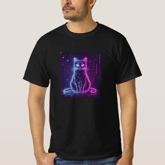 Camiseta **Neon Cat Design – Glowing Futuristic Feline Art* (Anverso)