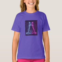 Camiseta **Neon Cat Design – Glowing Futuristic Feline Art*
