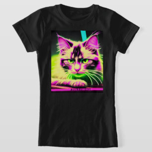 Camiseta Neon Cat Feline Fiesta Adolescente Chica Cumpleaño