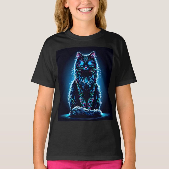 Camiseta Neon Cat Vivid Background-97948 (Anverso)