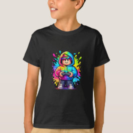 Camiseta Neon Chibi Gamer Boy T-Shirt – RGB Cyberpunk