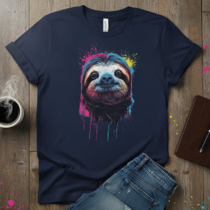 Camiseta Neon Chill — Perezoso Artístico de Color Splash