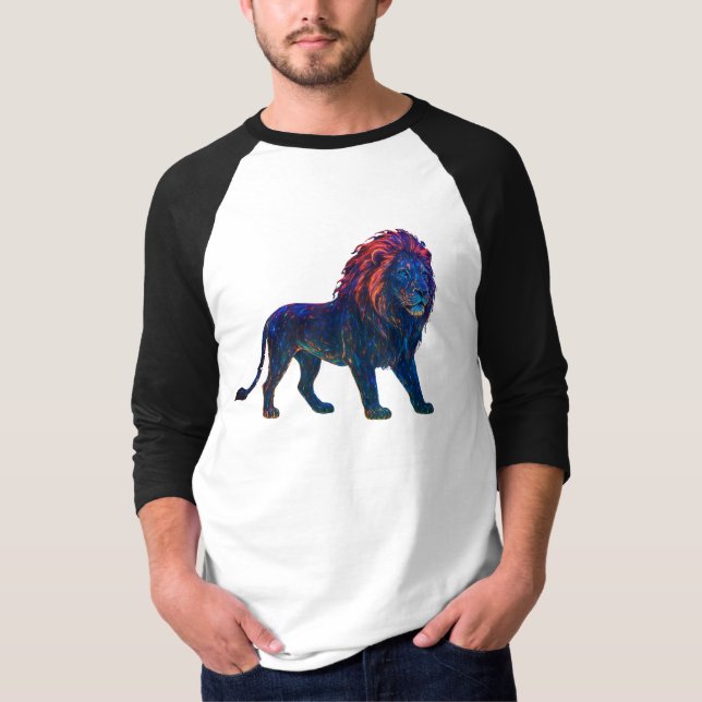 Camiseta Neon Colorful Lion Art (Anverso)