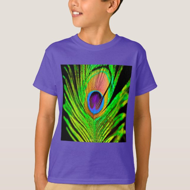 Camiseta Neon Colors Peacock Feather (Anverso)